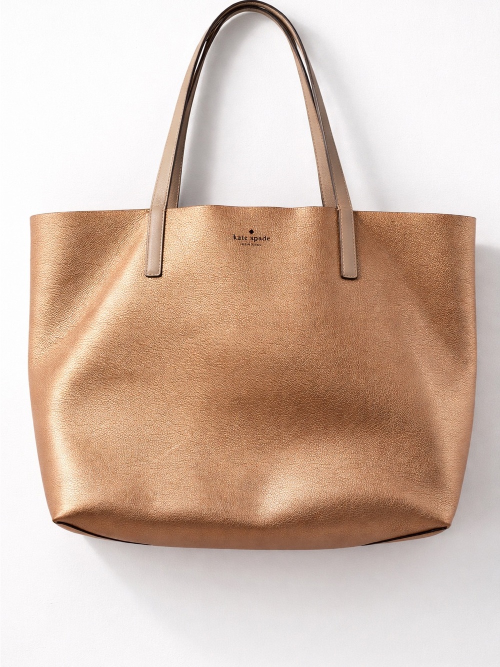 kate spade Metallic Bronze Leather Tote with Tan Handles